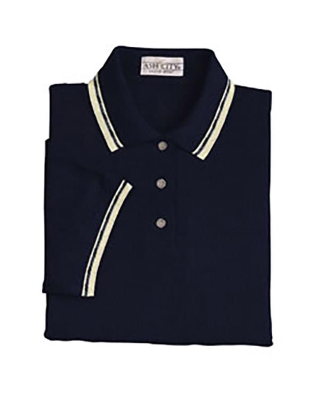Ladies' Herringbone Pique Polo With Jacquard Trim Ladies' Herringbone Pique Polo With Jacquard Trim