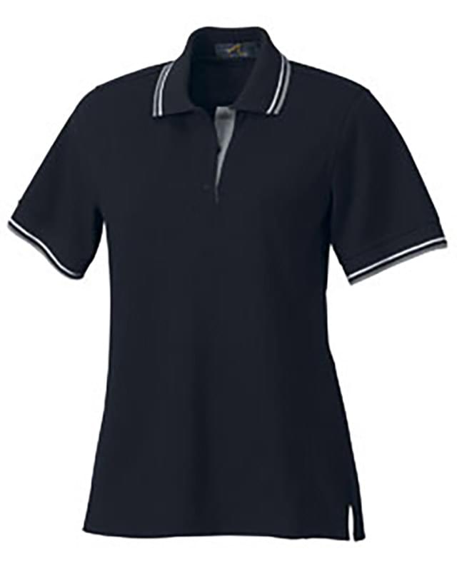 LADIES' COTTON STRIPE COLLAR PIQUE POLO LADIES' COTTON STRIPE COLLAR PIQUE POLO