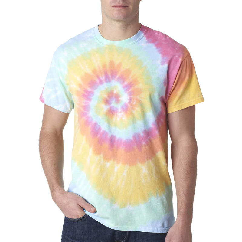 Adult Neon Spiral Rainbow Pigment-Dyed Tee