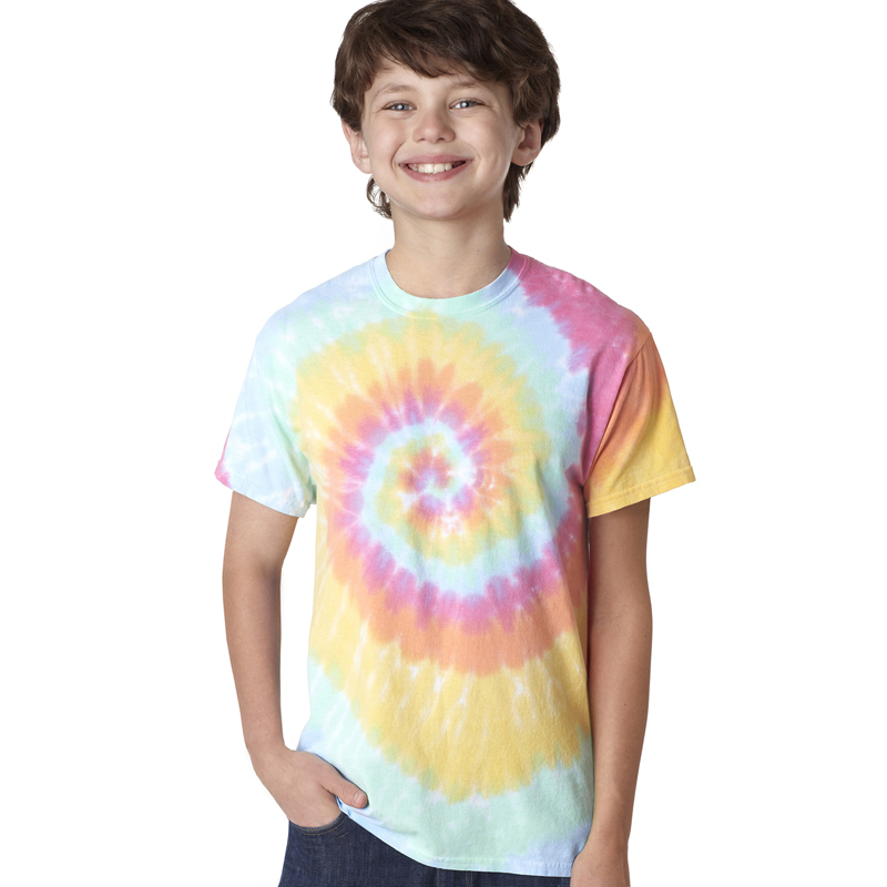 Youth Neon Spiral Rainbow Pigment-Dyed Tee