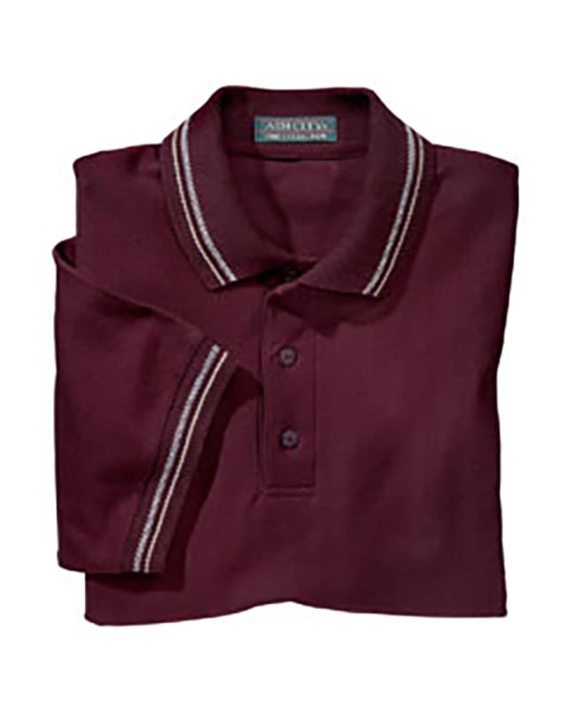 Men's Herringbone Pique Polo With Tri-Colour Jacquard Trim Men's Herringbone Pique Polo With Tri-Colour Jacquard Trim