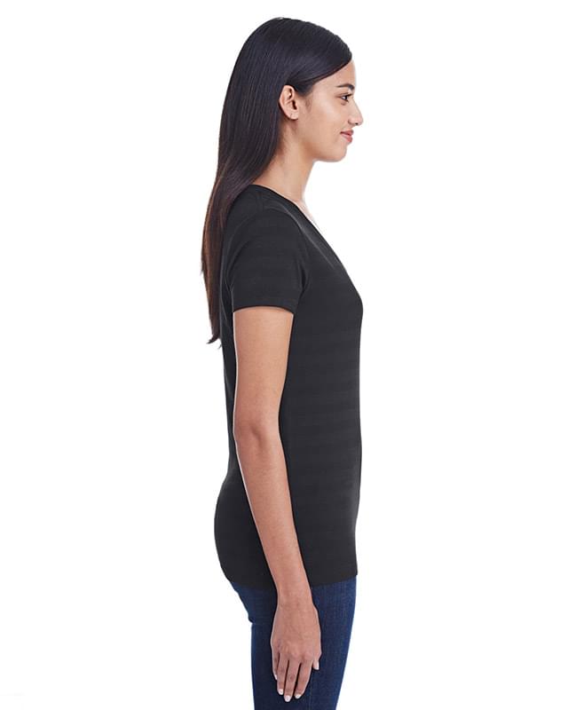 Ladies' Invisible Stripe V-Neck T-Shirt