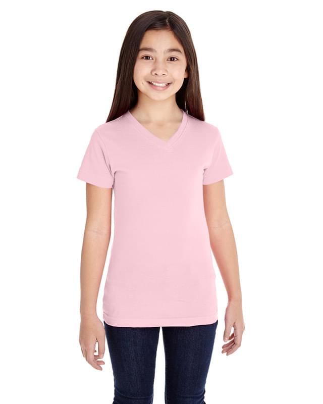 Girls V-Neck Fine Jersey T-Shirt