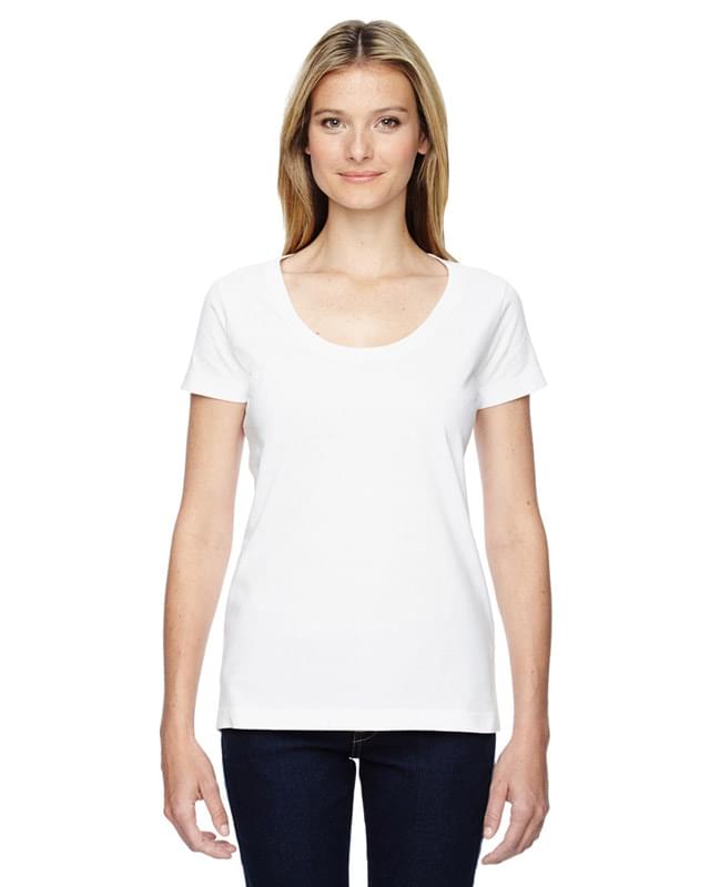 Ladies' Fine Jersey Deep Scoop Neck Longer Length T-Shirt