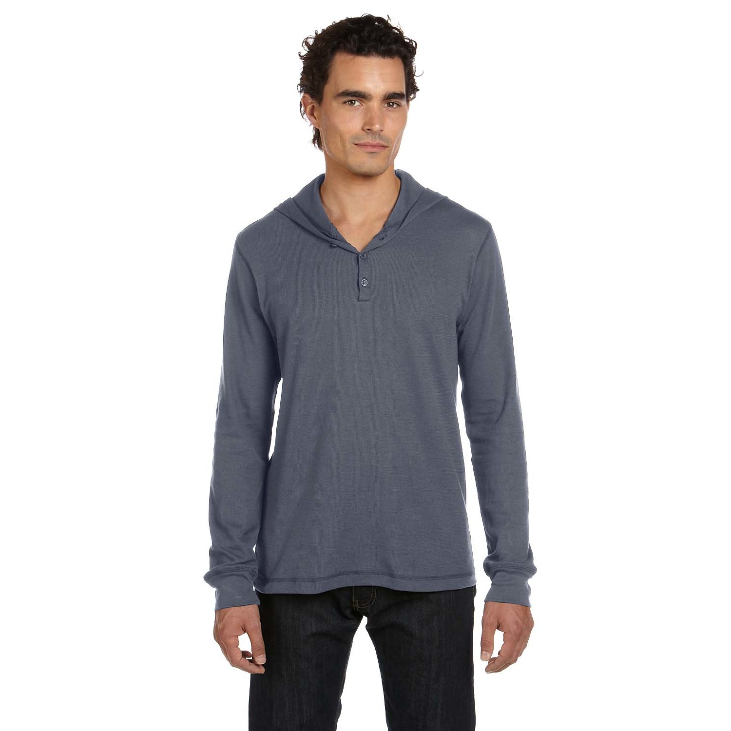 Men's Thermal Long-Sleeve Henley Hoodie