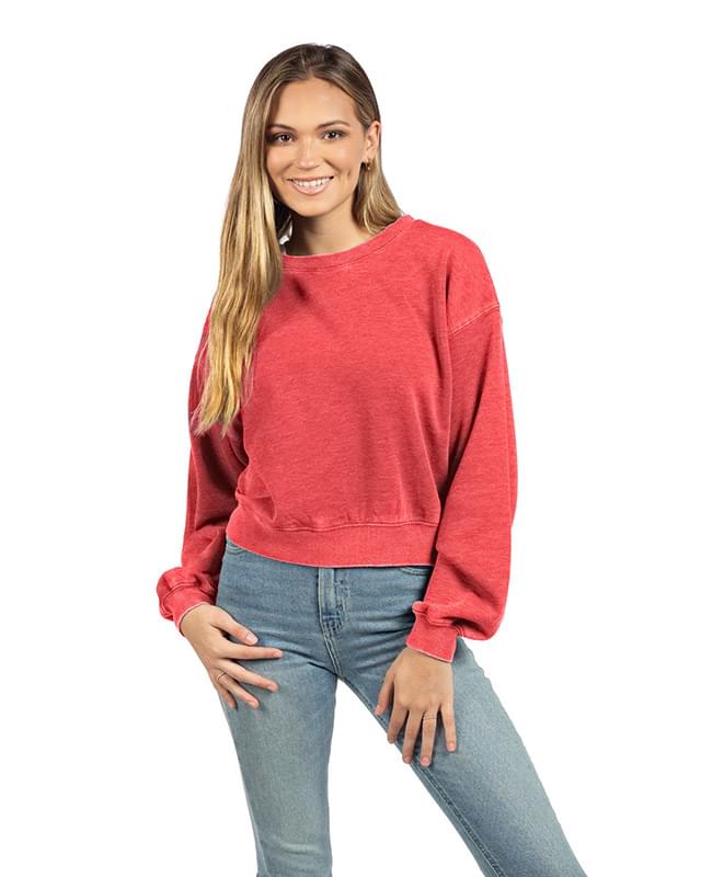 Ladies' Burnout Campus Crop Sweatshirt