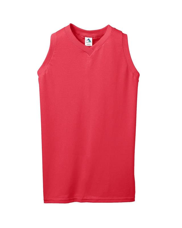 Girls' Sleeveless V-Neck Poly/Cotton Jersey
