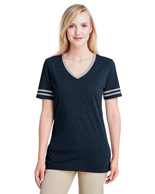 Ladies' TRI-BLEND Varsity V-Neck T-Shirt
