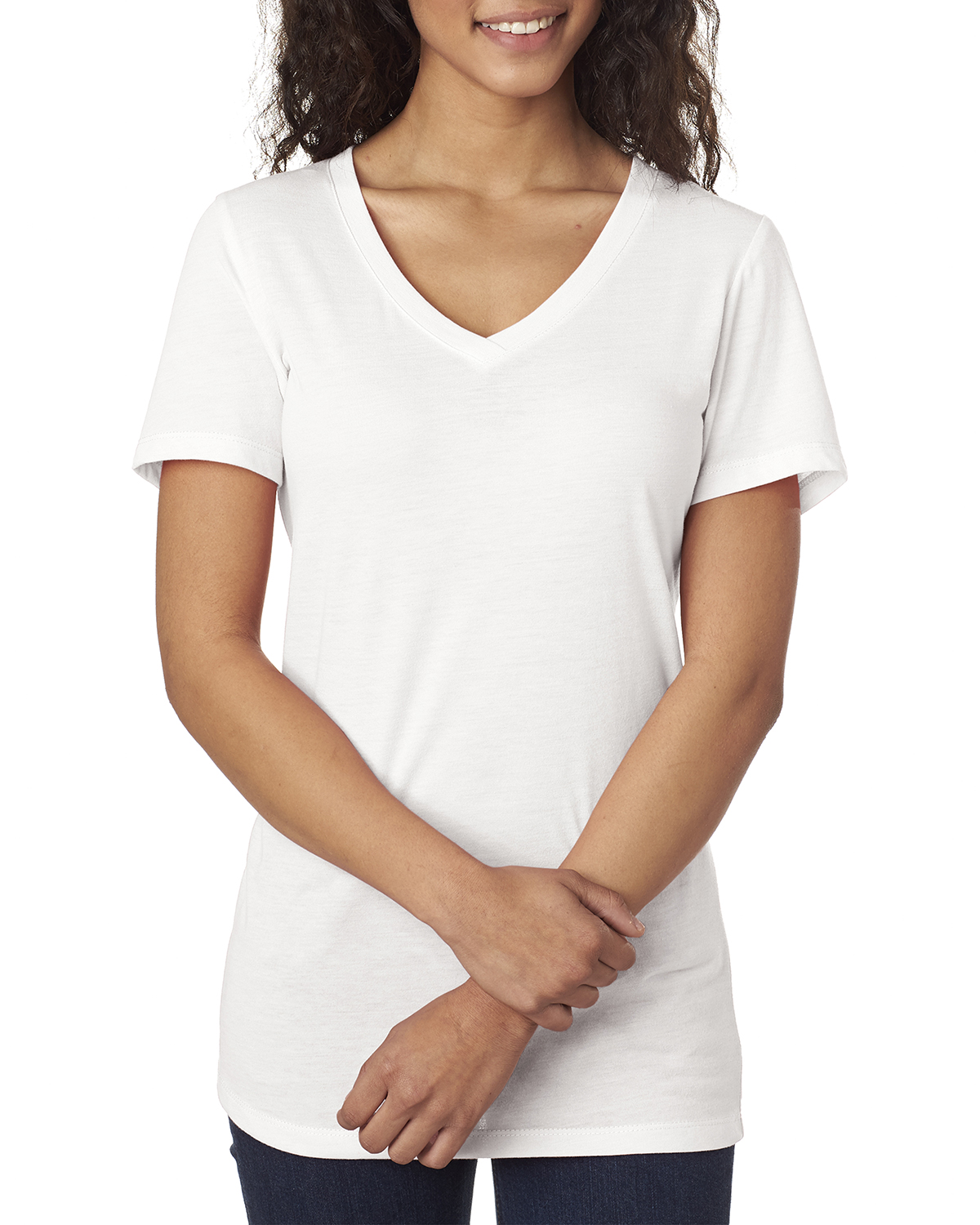 Ladies' Poly/Cotton V-Neck Tee