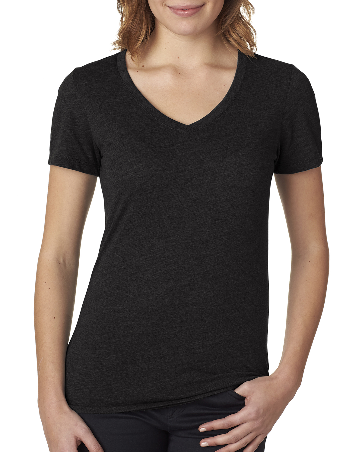 Ladies' Poly/Cotton V-Neck Tee