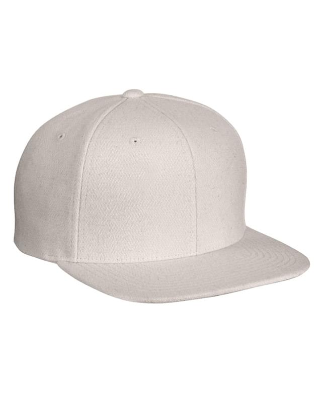 Adult 6-Panel Melton Wool Structured Flat Visor Classic Snapback Cap