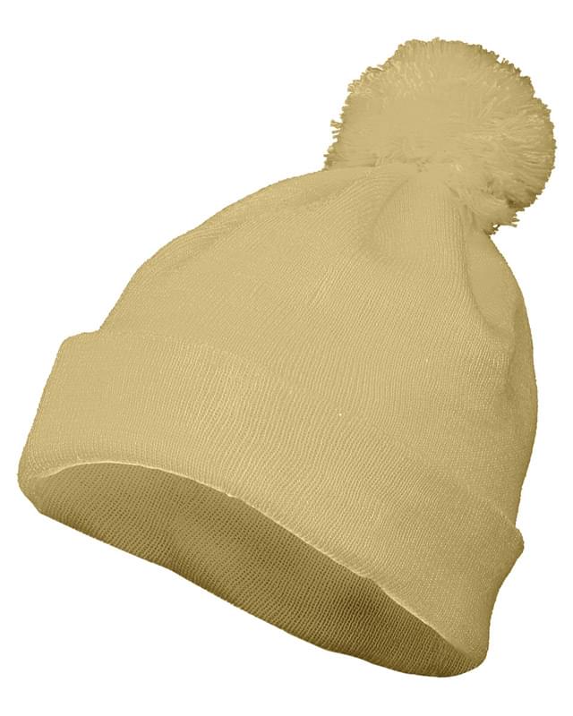 Two Layer Acrylic Knit Pom Beanie