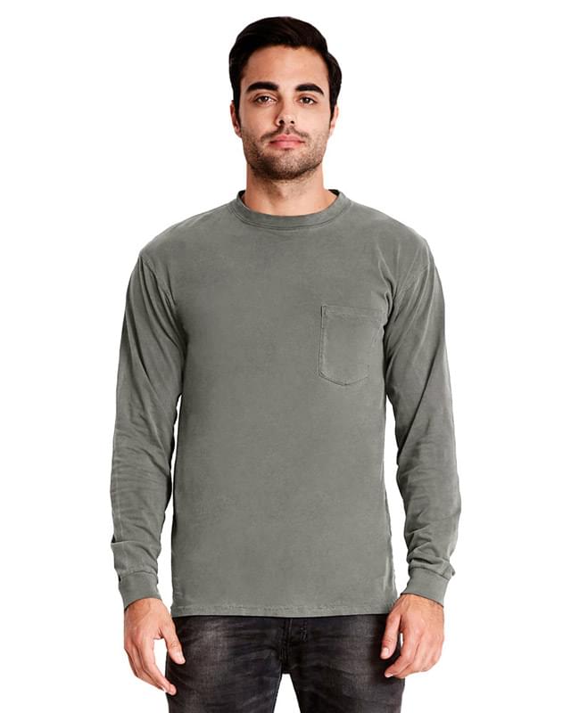 Adult Inspired Dye Long-Sleeve Crew with Pocket