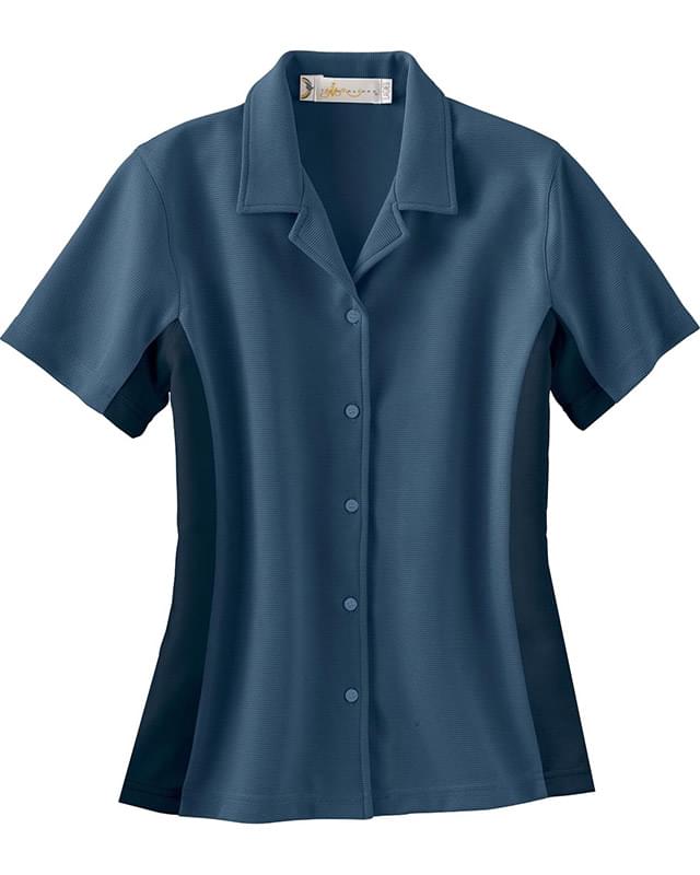 Ladies' Knit Ottoman Color-Block Camp Shirt Ladies' Knit Ottoman Color-Block Camp Shirt