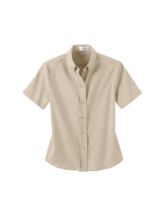 Ladies' Wrinkle Resistant Short Sleeve Button-Down Oxford Shirt Ladies' Wrinkle Resistant Short Sleeve Button-Down Oxford Shirt