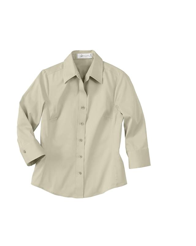 Ladies' 3/4 Sleeve Solid Stretch Shirt Ladies' 3/4 Sleeve Solid Stretch Shirt