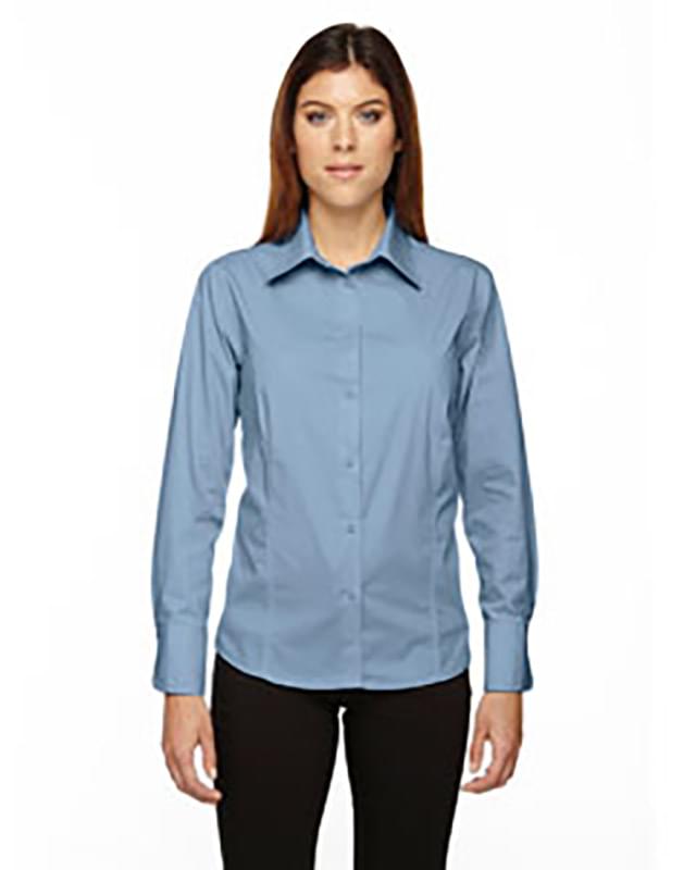 Ladies' Luster Wrinkle-Resistant Cotton Blend Poplin Taped Shirt Ladies' Luster Wrinkle-Resistant Cotton Blend Poplin Taped Shirt