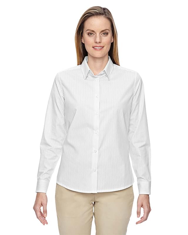 Ladies' Align Wrinkle-Resistant Cotton Blend Dobby Vertical Striped Shirt Ladies' Align Wrinkle-Resistant Cotton Blend Dobby Vertical Striped Shirt
