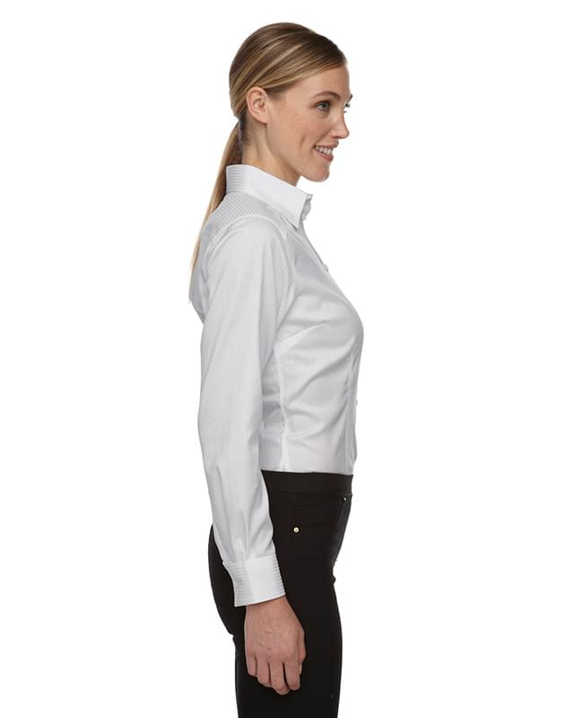 Ladies' Wrinkle-Free Two-Ply 80's Cotton Taped Stripe Jacquard Shirt Ladies' Wrinkle-Free Two-Ply 80's Cotton Taped Stripe Jacquard Shirt