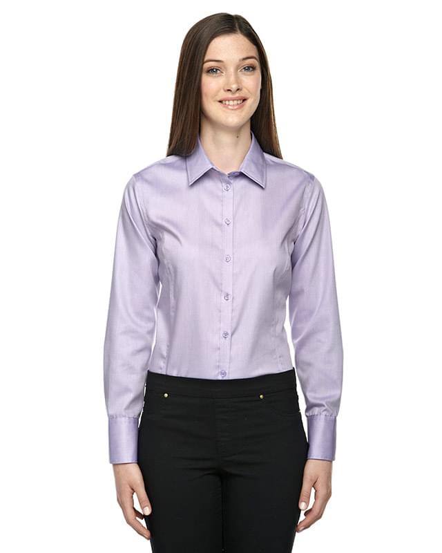 Ladies' Boulevard Wrinkle-Free Two-Ply 80's Cotton Dobby Taped Shirt with Oxford Twill Ladies' Boulevard Wrinkle-Free Two-Ply 80's Cotton Dobby Taped Shirt with Oxford Twill