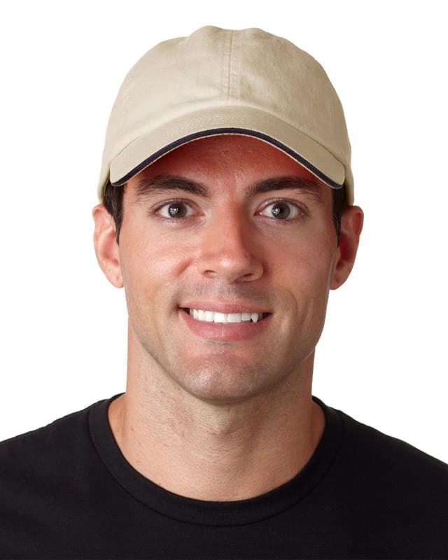 Adult Classic Cut Brushed Cotton Twill Unstructured Sandwich Cap