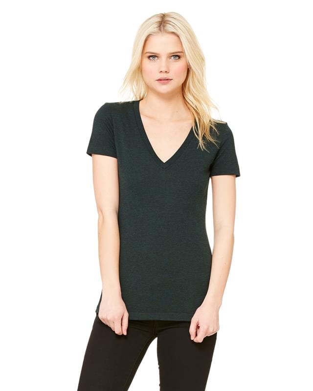 Ladies' Triblend Short-Sleeve Deep V-Neck T-Shirt