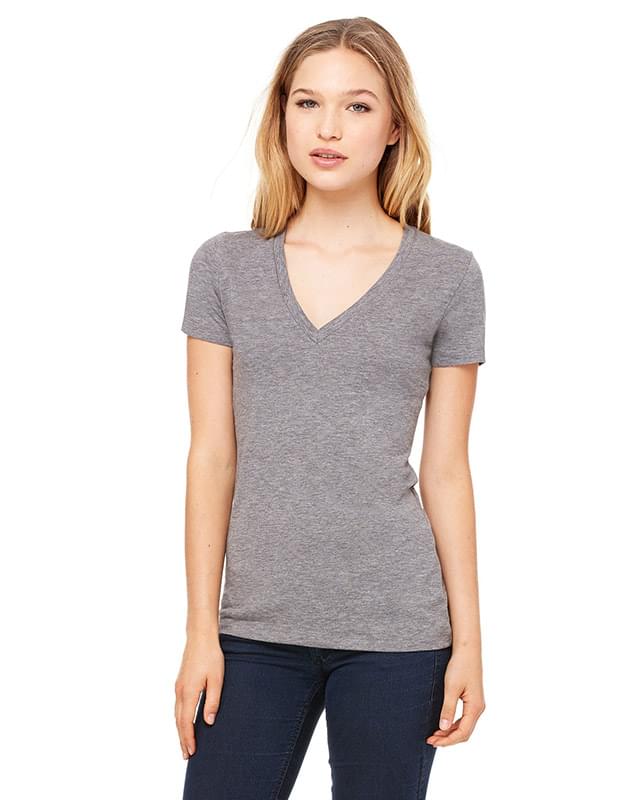 Ladies' Triblend Short-Sleeve Deep V-Neck T-Shirt