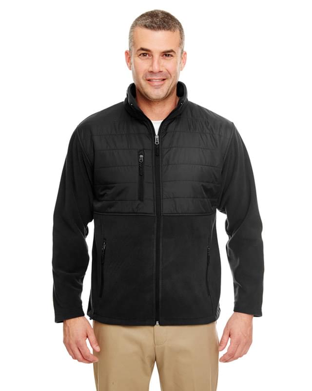 Men's Fleece Jacket with Quilted Yoke Overlay