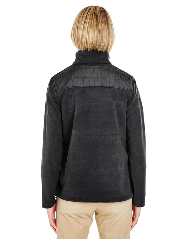 Ladies' Fleece Jacket with Quilted Yoke Overlay