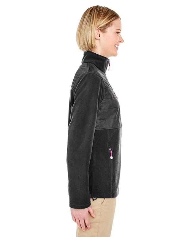 Ladies' Fleece Jacket with Quilted Yoke Overlay