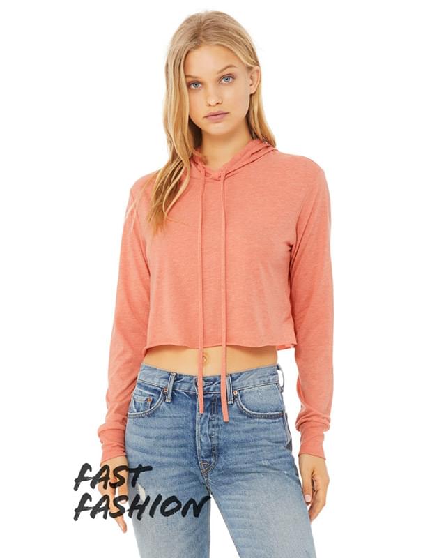 Ladies' Cropped Long Sleeve Hooded Sweatshirt