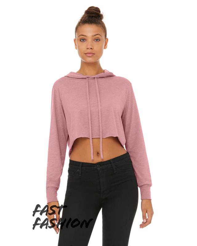 Ladies' Cropped Long Sleeve Hooded Sweatshirt