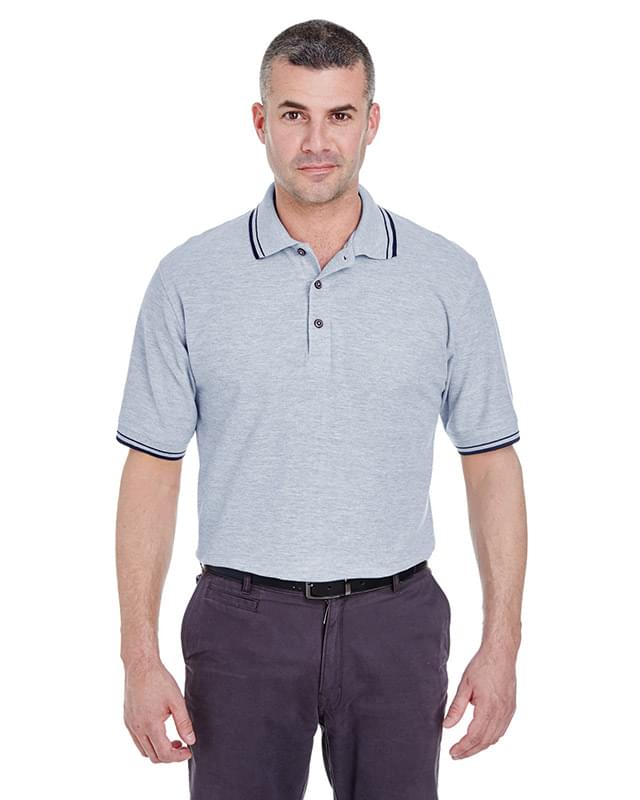 Men's Short-Sleeve Whisper PiquPolo with Tipped Collar and Cuffs