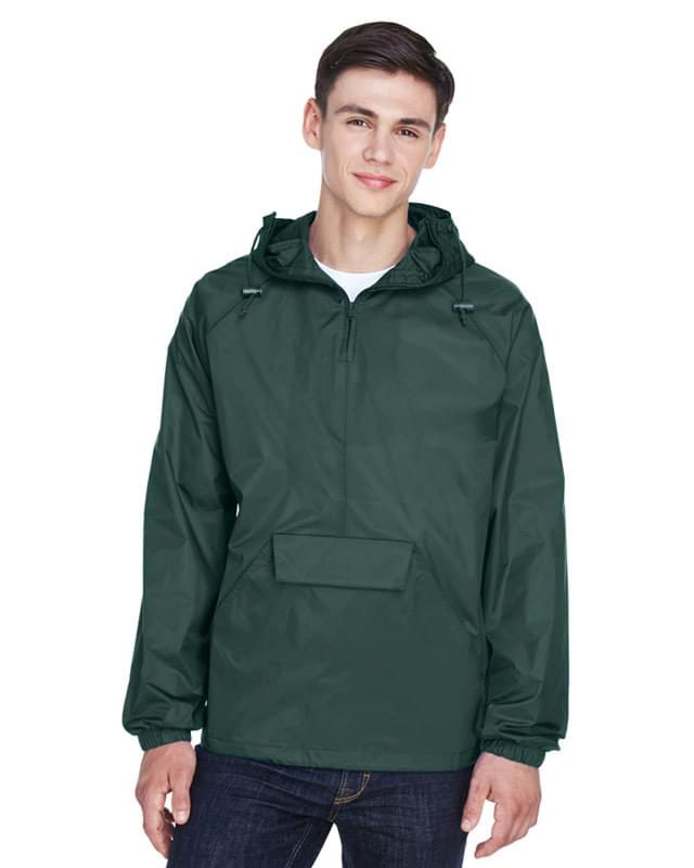 Adult 1/4-Zip Hooded Pullover Pack-Away Jacket