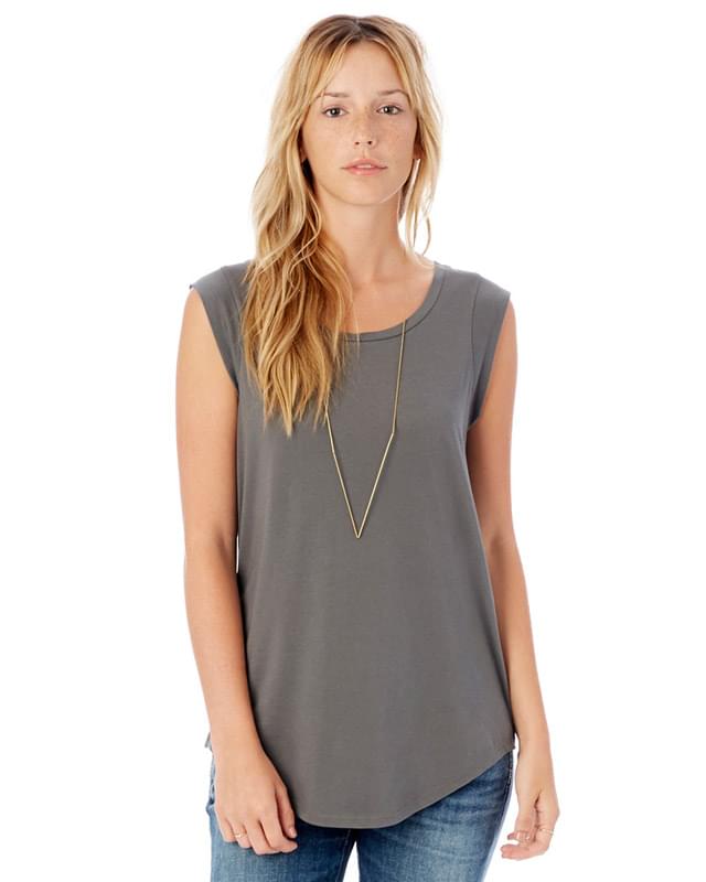 Ladies' Cap-Sleeve Satin Jersey Crew