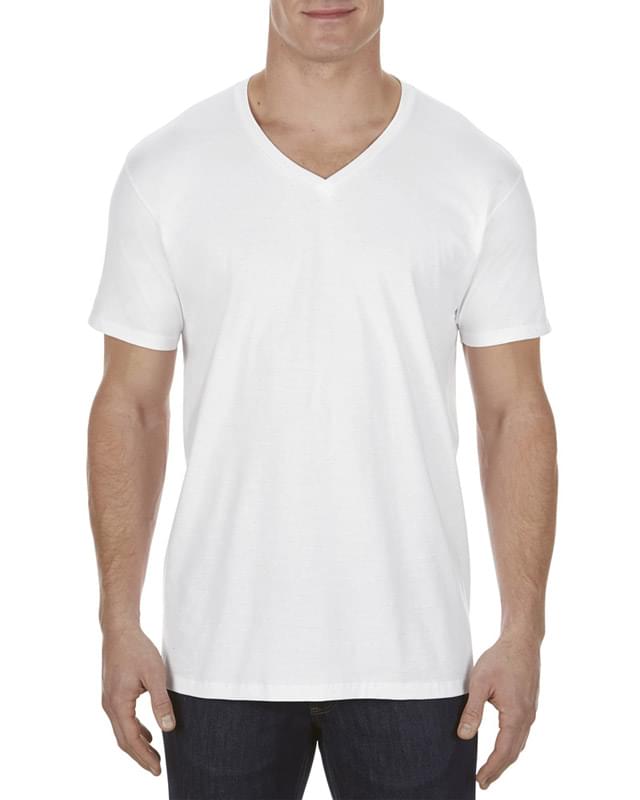 Adult 4.3 oz., Ringspun Cotton V-Neck T-Shirt