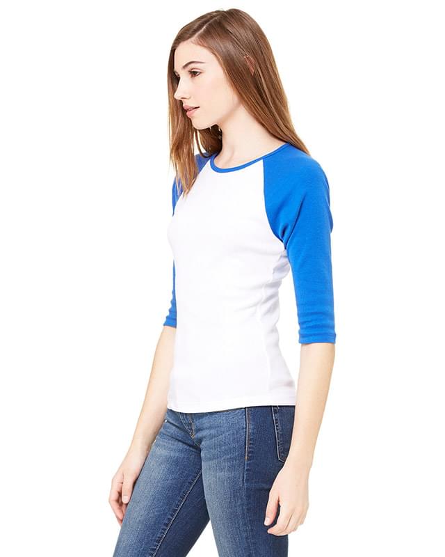 Ladies' Baby Rib 3/4-Sleeve Contrast Raglan T-Shirt