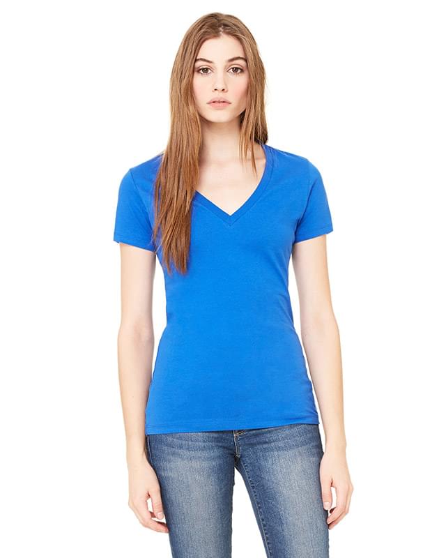 Ladies' Jersey Short-Sleeve Deep V-Neck T-Shirt
