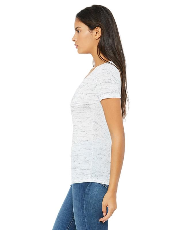 Ladies' Jersey Short-Sleeve Deep V-Neck T-Shirt