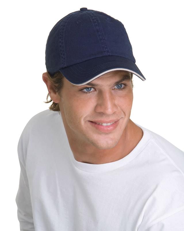 100% Washed Cotton Unstructured Sandwich Cap