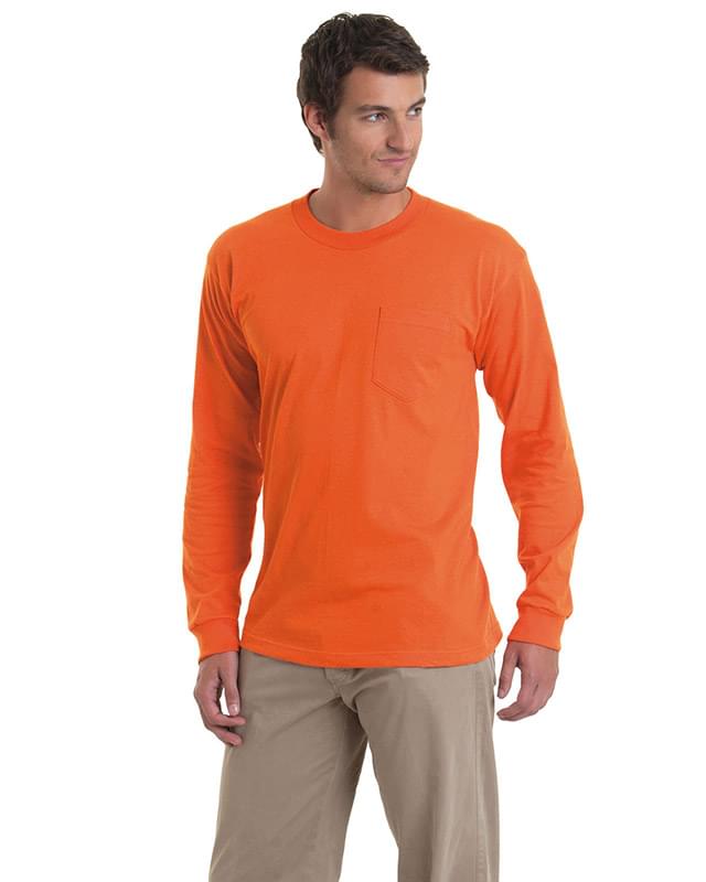 Adult 6.1 oz., 100% Cotton Long Sleeve Pocket T-Shirt