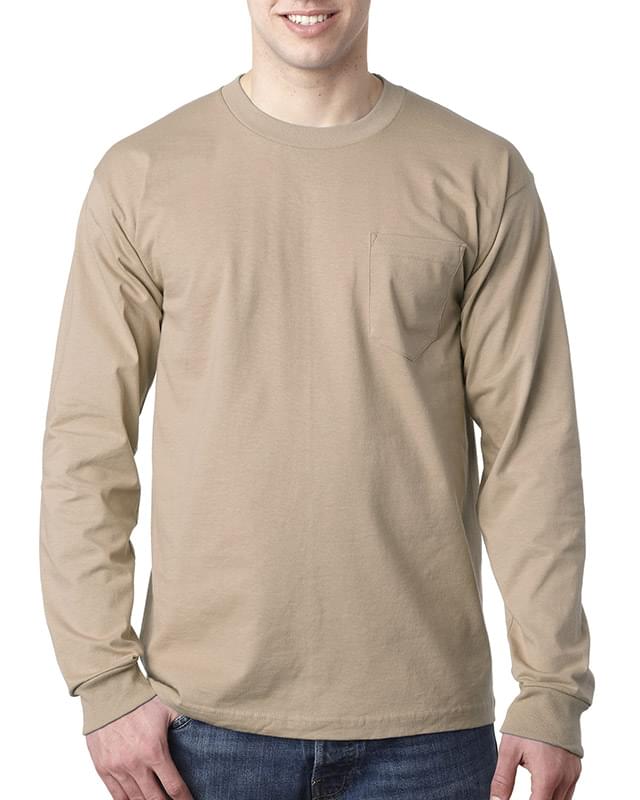 Adult 6.1 oz., 100% Cotton Long Sleeve Pocket T-Shirt