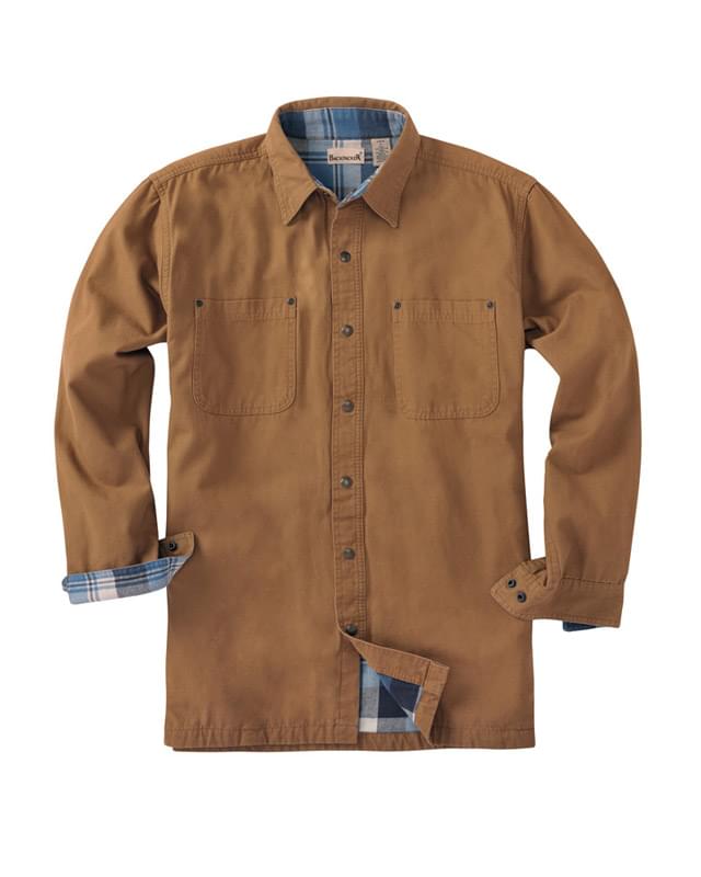 Men's Canvas Shirt Jacket with Flannel Lining
