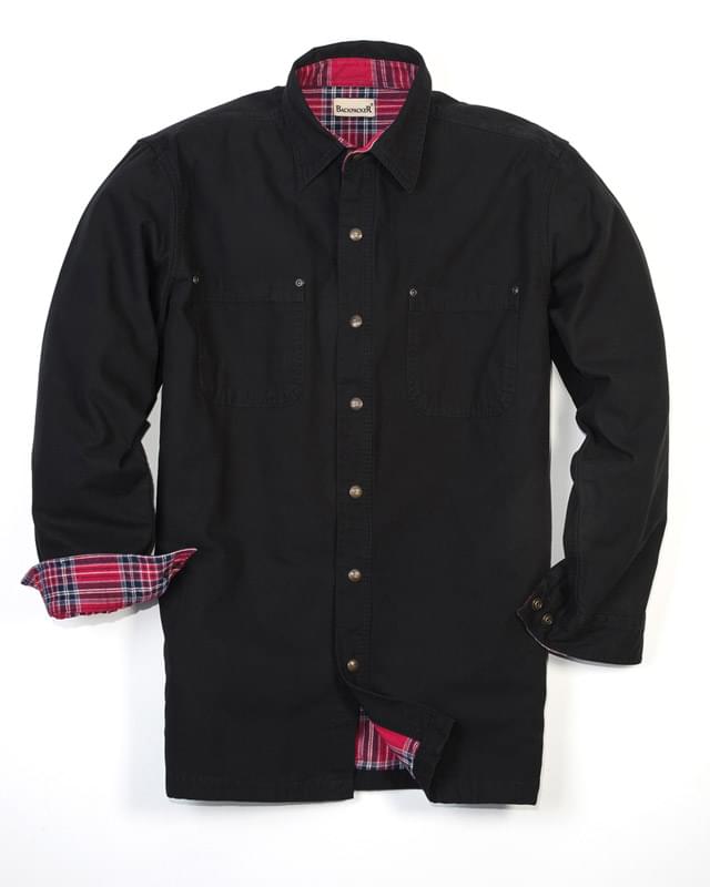 Men's Tall Canvas Shirt Jacket with Flannel Lining