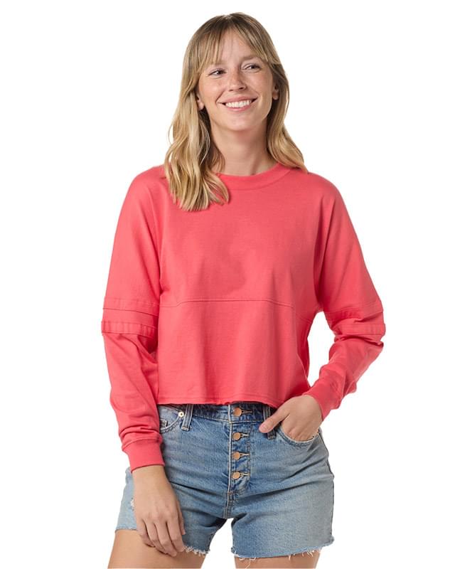 Ladies' Cropped Retro Pom Pom Jersey Fleece