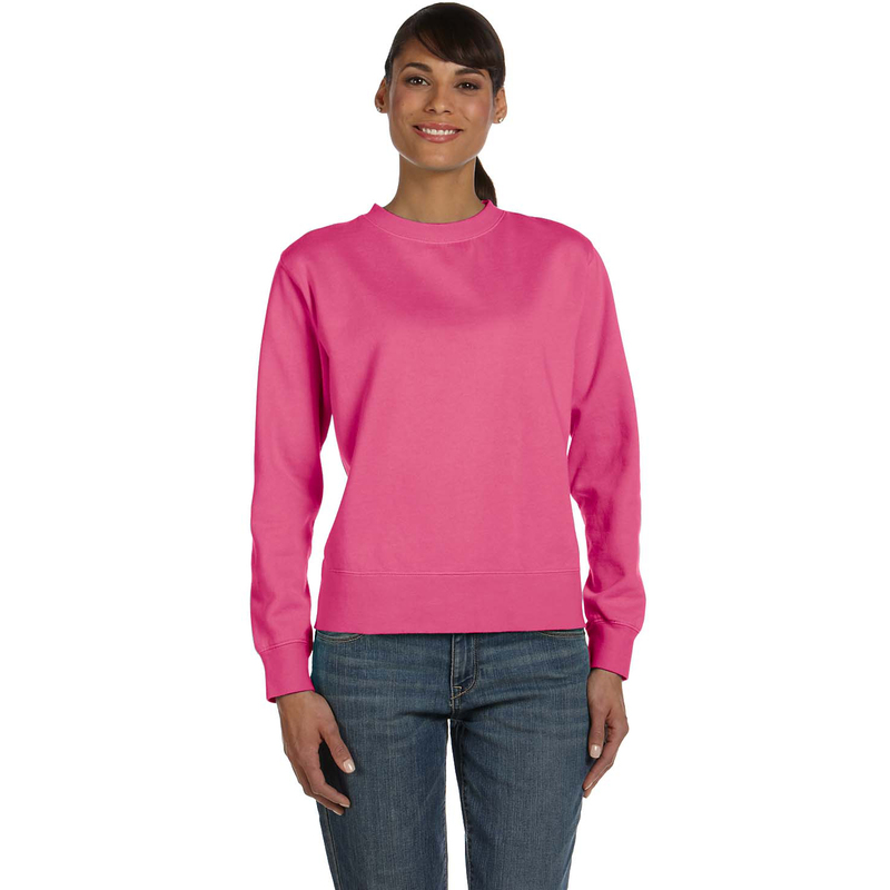 Ladies' 10 oz. Garment-Dyed Wide-Band Fleece Crew