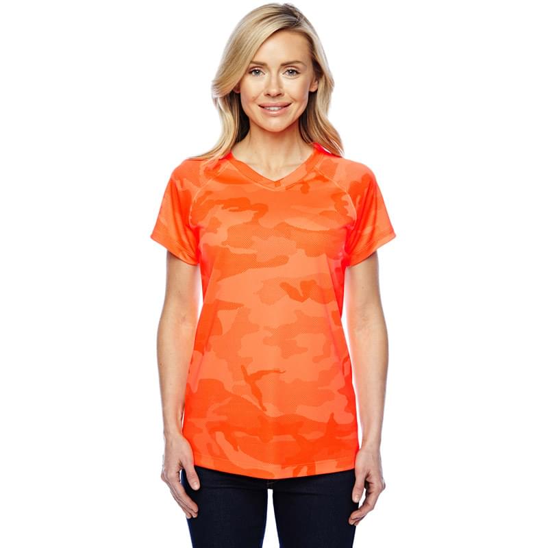 Ladies' 4.1 oz. Double Dry V-Neck T-Shirt