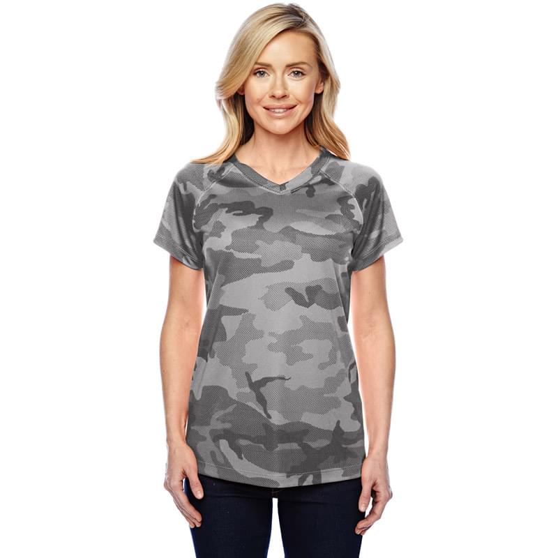 Ladies' 4.1 oz. Double Dry V-Neck T-Shirt