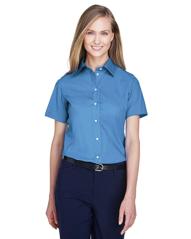 Ladies' Crown Collection Solid Broadcloth Short-Sleeve Woven Shirt