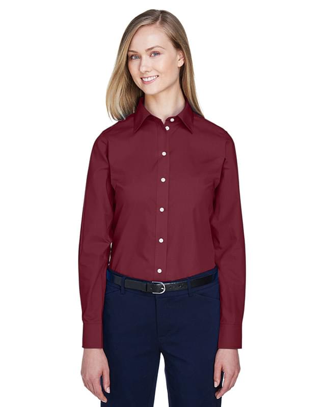 Ladies' Crown Collection Solid Broadcloth Woven Shirt